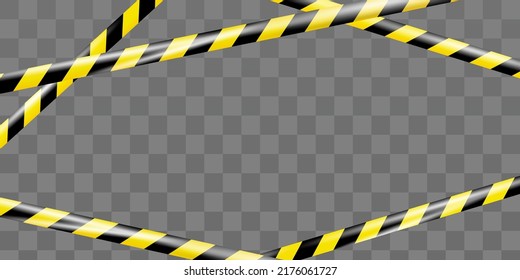 Realistic striped crossing caution tape of warning signs for crime scene or construction area in yellow. Police line, do not cross ribbon. Warning danger tape. Ribbons for accident, under construction svg