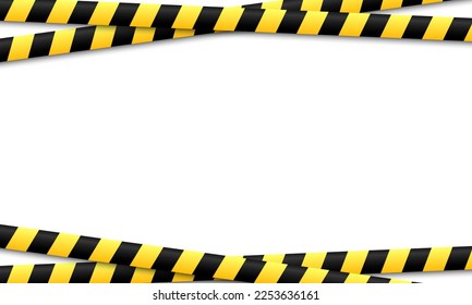 Realistic striped crossing caution tape of warning signs.