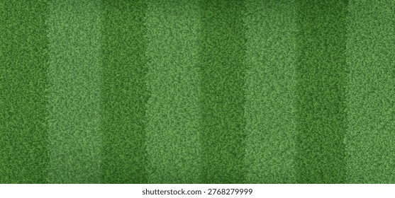 Realistic striped green grass field top view. Vector illustration of soccer pitch turf, seamless stadium lawn texture for sports playground, synthetic carpet pattern
