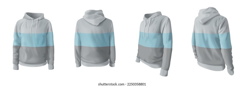 Camiseta de sudadera realista a rayas conjunto de ilustración vectorial aislada