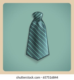 Realistic striped tie isolated on retro background. Vector illustration.