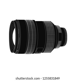 Realistic structure photo camera  lens for schools and master classes for the study of cameraman, photography, video. Vector.