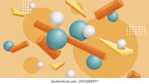 Realistic style 3d shapes floating background vector design in eps 10