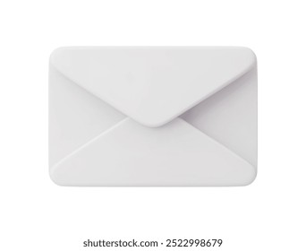Realistic style closed envelope. White greeting card, mail, letter, postcard. Information transfer communication. 3D realistic illustration of an envelope letter isolated on a white background.