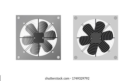 Realistic style exhaust fan. Fan, cooler for the computer. Isolated. Vector.
