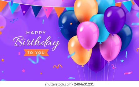 Realistic style happy birthday background vector design in eps 10