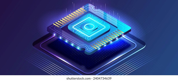 Realistic style microchip processor background vector design in eps 10