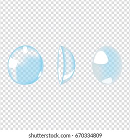 Realistic style vector illustration with contact lenses on transparent background