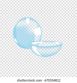 Realistic style vector illustration with contact lenses on transparent background