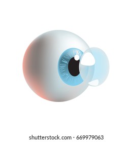 Realistic style vector illustration with eye and contact lens