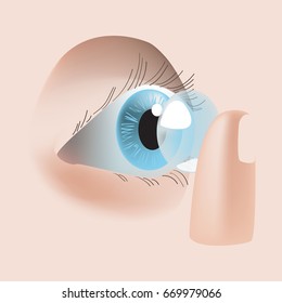 Realistic style vector illustration with eye and contact lens