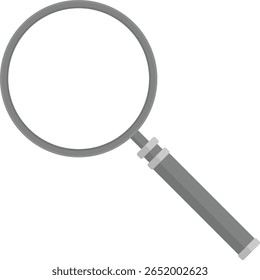 Realistic Style Vector Illustration of Magnifying Glass with Metal Frame for Research, Study, and Investigation Concepts