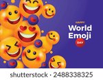 Realistic style world emoji day background illustration vector