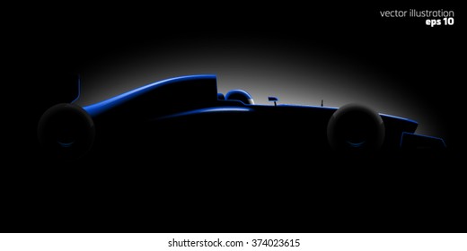 Realistic Styled Racing Car Formula Side View In Dark