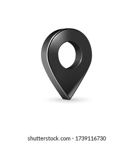 Realistic and stylish 3d pointer of map. Black map marker icon in vector.