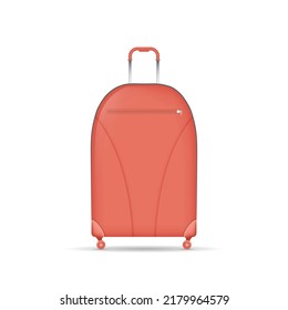 Maleta realista al volante. 3 d equipaje aislado, equipaje de viaje de equipaje de viajero maletas de plástico troleado con asa para la bolsa de turismo del aeropuerto del hotel. Ilustración del vector