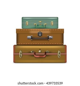 Realistic suitcases isolated on white background. Vector eps 10 format.
