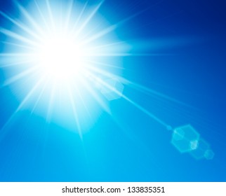 Realistic sun burst with flare. Vector illustration.