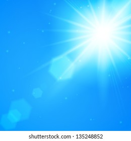 Realistic sun burst with flare. Vector illustration.