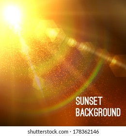 Realistic sun burst with flare. Vector illustration.