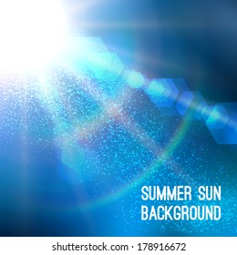 Realistic sun burst with flare. Vector illustration.