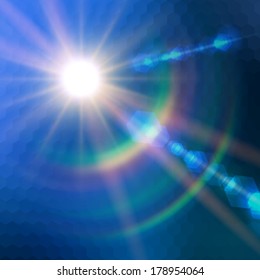 Realistic sun burst with flare. Vector illustration.