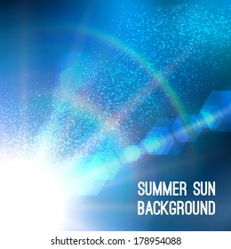 Realistic sun burst with flare. Vector illustration.