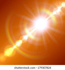 Realistic sun burst with flare. Vector illustration.