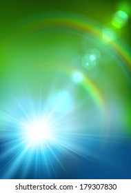 Realistic sun burst with flare. Vector illustration.