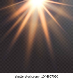 Realistic Sun flare. starburst vector, transparent white light