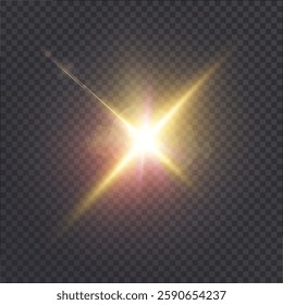 Realistic sun glow light effect. Warm sun light. Vector isolated on transparent background.	
