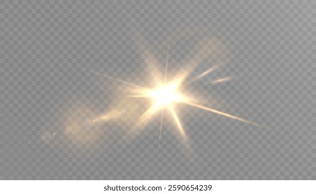 Realistic sun glow light effect. Warm sun light. Vector isolated on transparent background.	
