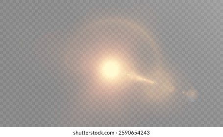 Realistic sun glow light effect. Warm sun light. Vector isolated on transparent background.	

