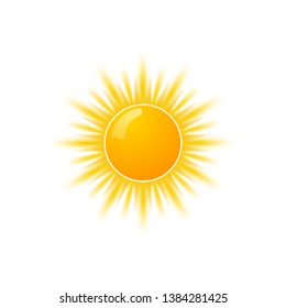 Realistic sun icon for weather design. Sunshine symbol happy orange isolated sun illustration. - Shutterstock ID 1384281425