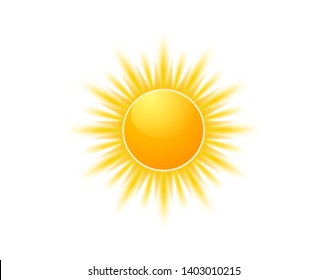 Realistic sun icon for weather design. Sunshine symbol happy orange isolated sun illustration. - Shutterstock ID 1403010215