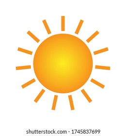 Realistic sun icon for weather design. Sunshine symbol happy orange isolated sun illustration. vector illustration. on white background.