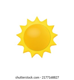 Realistic sun icon for weather design. Sunshine symbol happy orange isolated sun illustration.