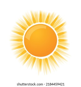Realistic sun icon for weather design. Illustration of the sun symbol happy orange isolated sun.