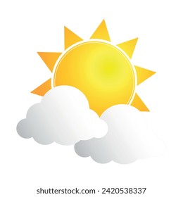 Realistic sun icon for weather design on white background. Vector stock illustration.