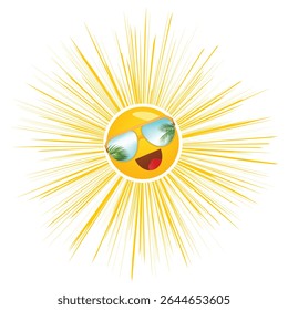 Realistic sun icon for weather design. Sunshine symbol happy orange isolated sun illustration on white.