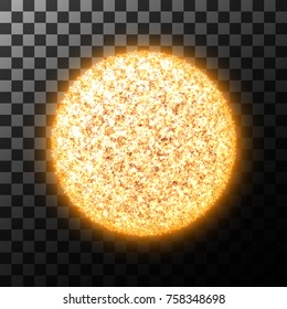 Realistic sun, isolated on transparent background. Vector graphic.