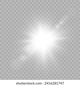 Realistische Sonnenstrahlen. Heller Sonneneffekt Glow-Abstrakter-Lichteffekt-Effekt Sonne leuchtet einzelne Vektorgrafik