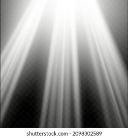 Realistic sun rays. Light effect. Warm orange flare effect. Sunshine, sunbeam. 