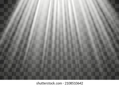 Realistic sun rays. Light effect. Warm orange flare effect. Sunshine, sunbeam.