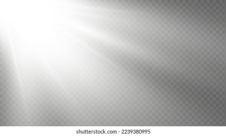 Realistic sun rays. light effect. Warm glow effect. The sun, a ray of sunshine