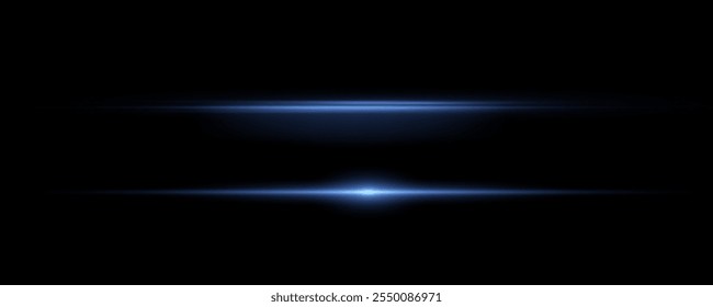 Rayos de sol realistas. Resplandor del rayo del sol efecto de luz de brillo abstracto rayo de luz estelar brillo solar brillante Imagen aislada. Bengalas de luz azul, rayos, línea azul, rayos. 