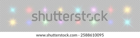 Realistic sun rays. Sun ray glow abstract shine light effect starburst beam sunshine glowing isolated image. Png glitter sparkle star trail, light effect, abstract waves flow vector illustration.