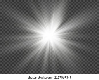 Realistic sun rays. Warm glow light effect. Sun, sunbeam.Glowing stripes on a dark background.