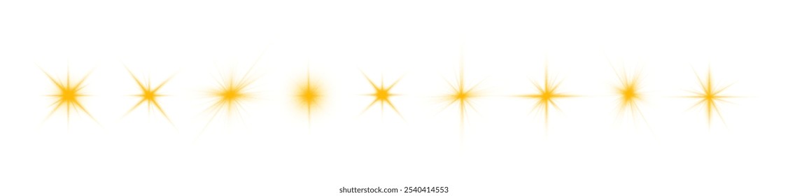 Realistic sun rays. Yellow sun ray glow abstract shine light effect starburst sbeam sunshine glowing isolated image