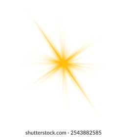Realistic sun rays. Yellow sun ray glow abstract shine light effect starburst sbeam sunshine glowing isolated image
